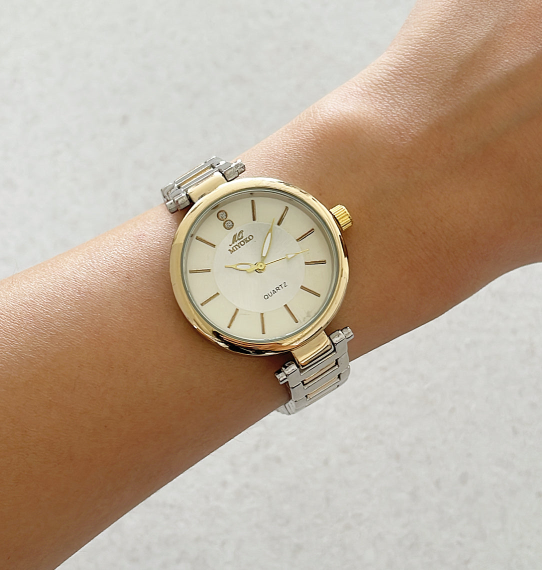Mixed White Elle Metal Watch