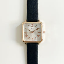 Load image into Gallery viewer, Black x White Square Leather Watch
