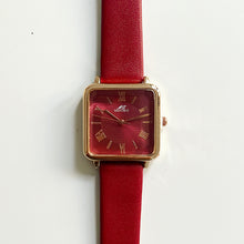 Load image into Gallery viewer, Wine Red Square Leather Watch
