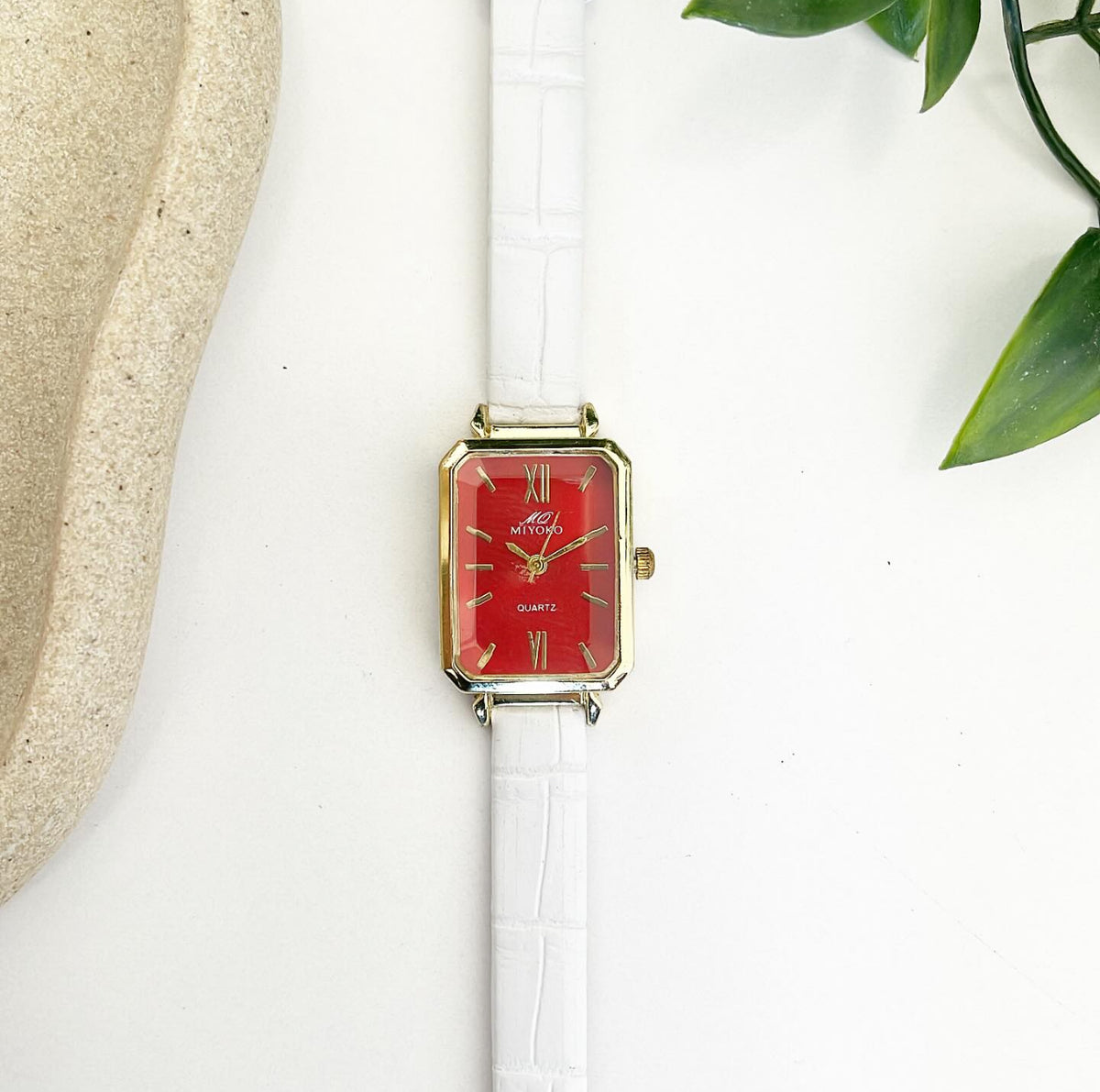 White Red Maxim Leather Watch