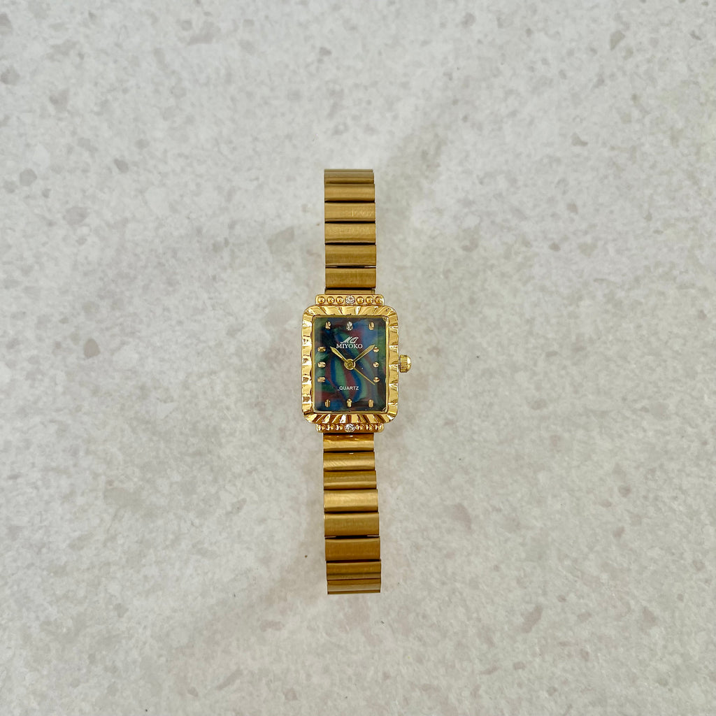 Gold Blue Sunhalo Metal Watch