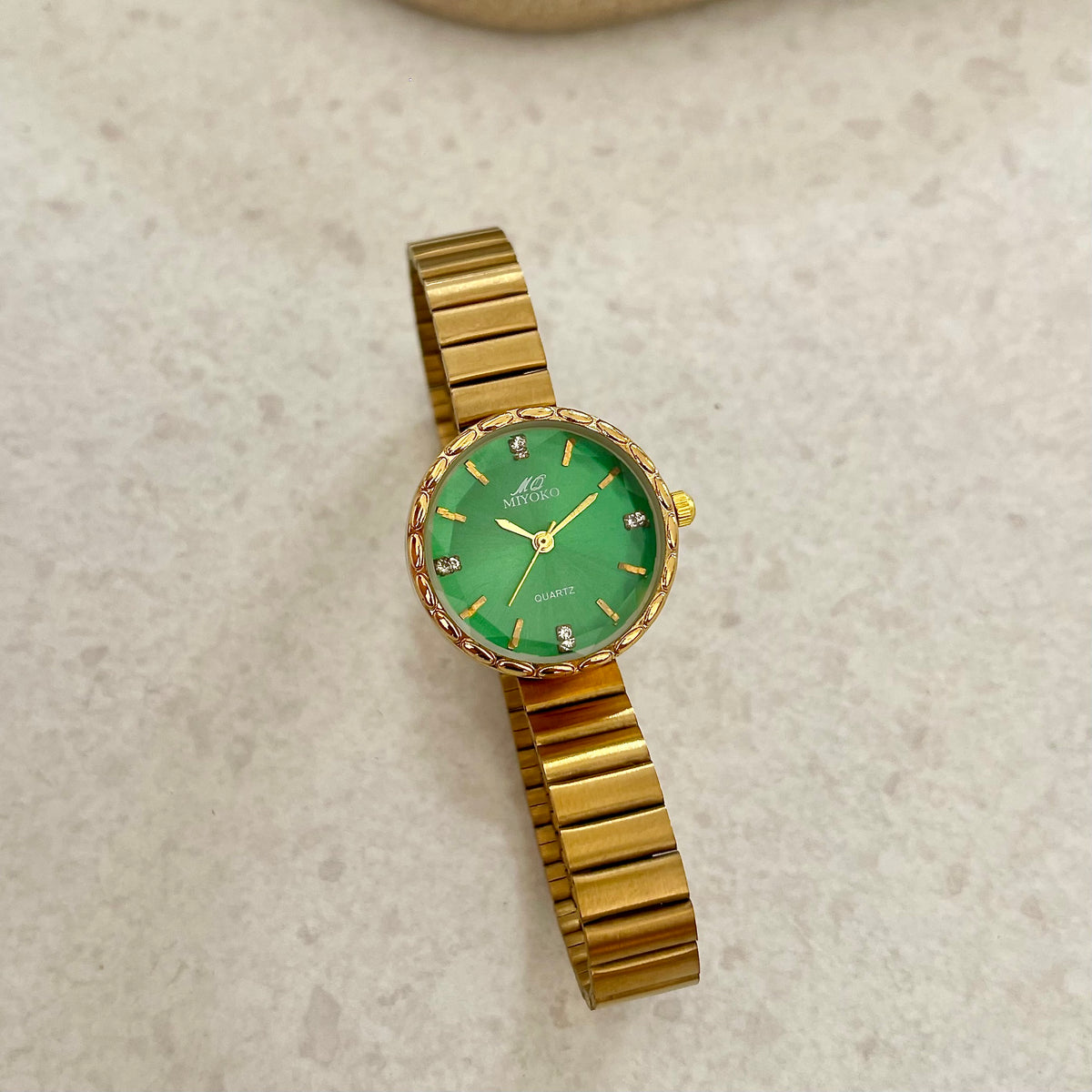 Gold Green Sola Metal Watch