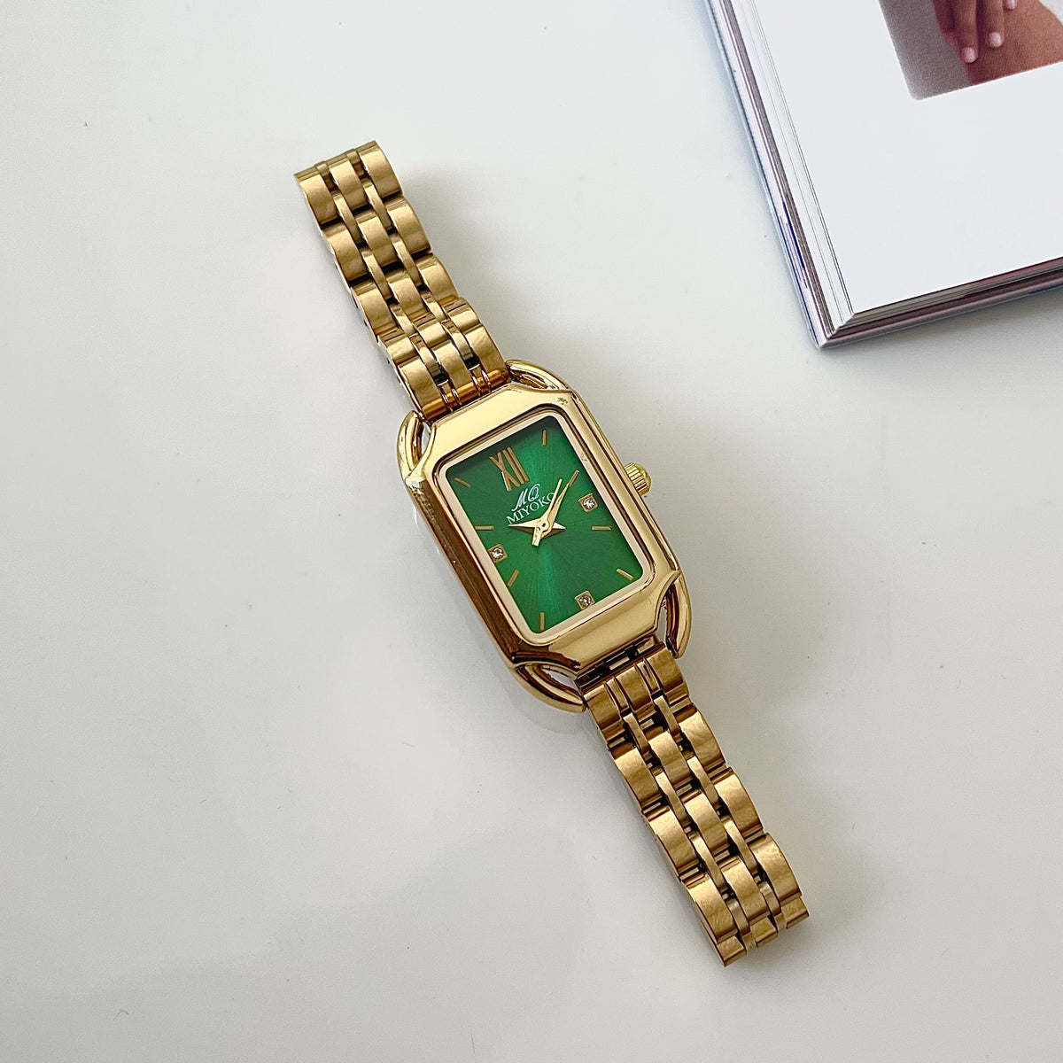 Gold Green The Eleanor Metal Watch