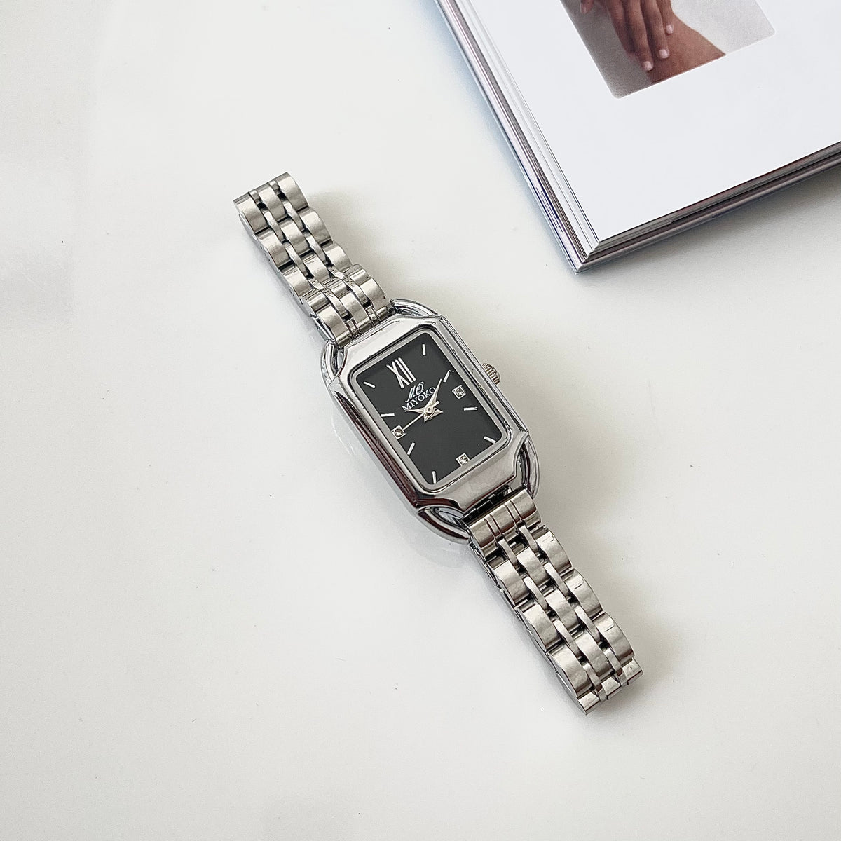 Silver Black The Eleanor Metal Watch