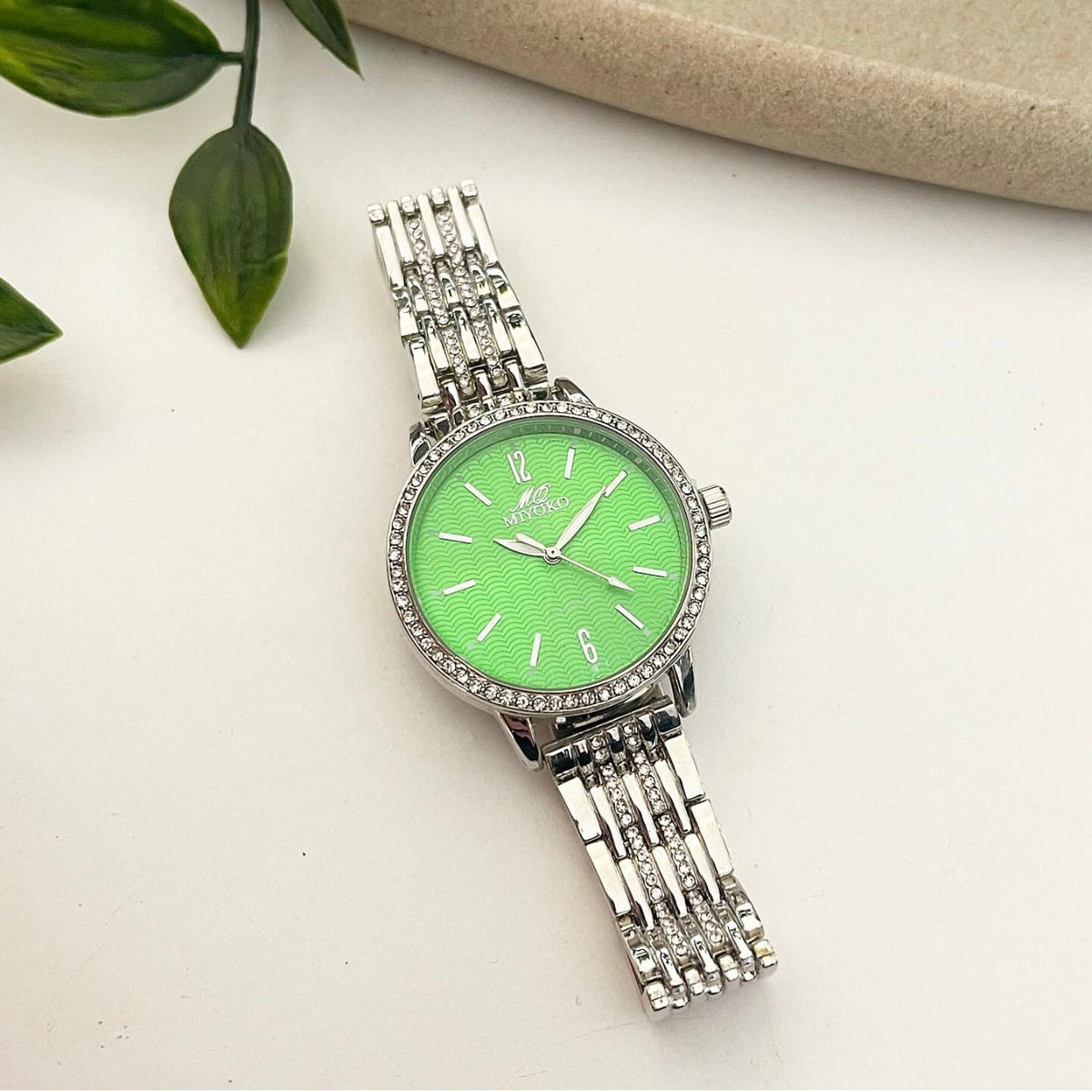 Silver Green Girly Girl Metal Watch