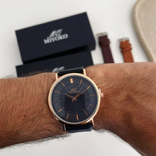 Load image into Gallery viewer, Black Navigator Leather Men Watch
