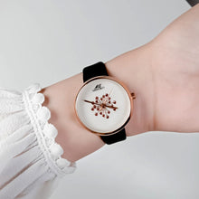 Load image into Gallery viewer, Black Mother Of Pearls Leather Watch
