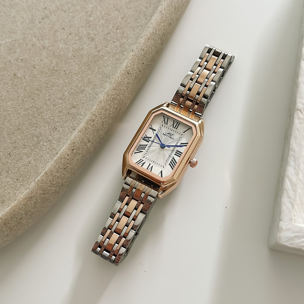 Mixed Rose Gold White Retro Metal Watch