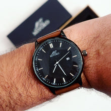 Load image into Gallery viewer, Brown In Black Leather Elegant Men Watch
