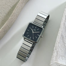 Load image into Gallery viewer, Silver Black Dial Quadro Pressed Metal Watch

