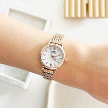 Load image into Gallery viewer, Rosegold White Dial Marble Metal Watch
