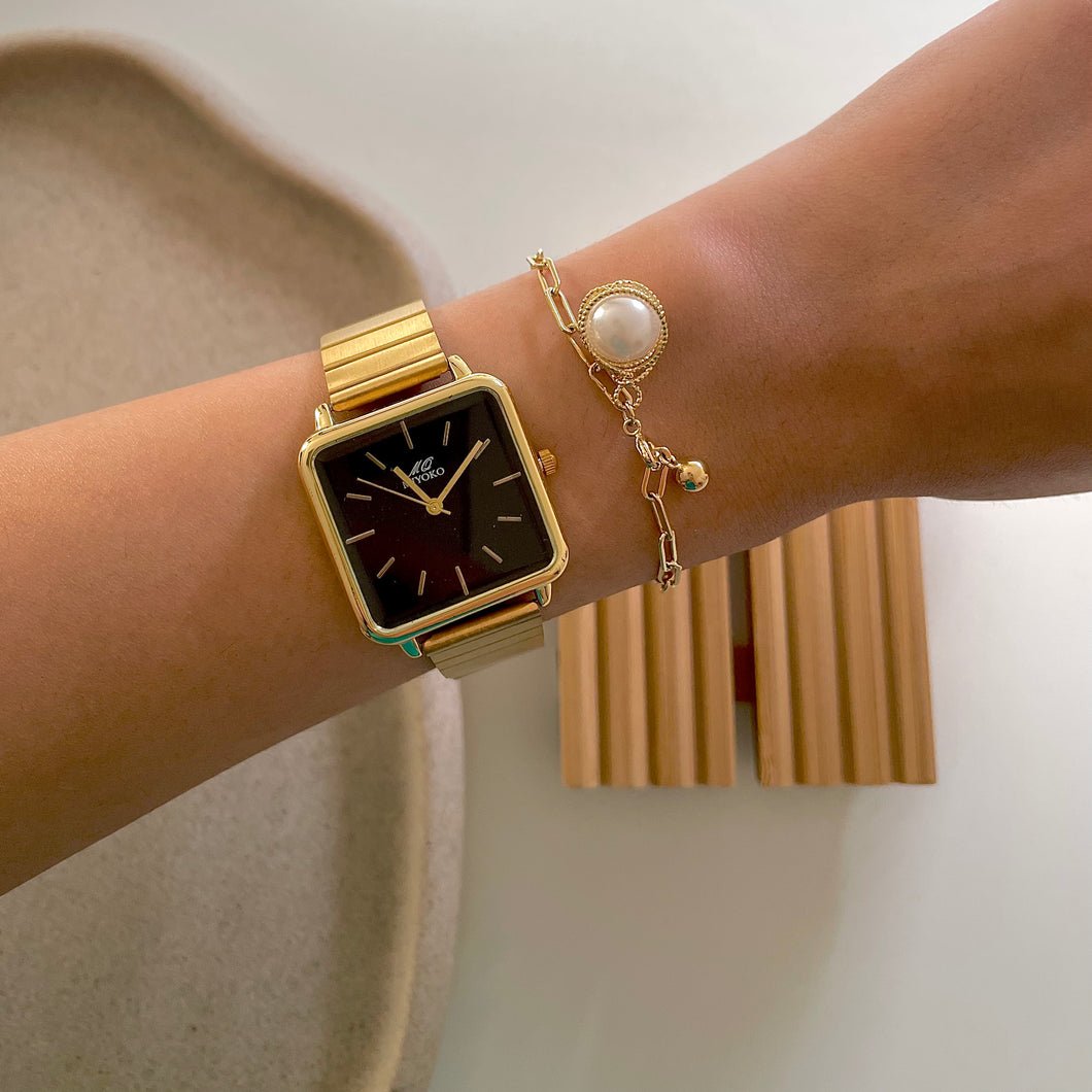 Gold Watch Set + Bracelet