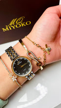 Load image into Gallery viewer, Mixed In Black SQ Diamond Watch Set With Gold Bangle And Golden Bracelet Added With Gold Cuff
