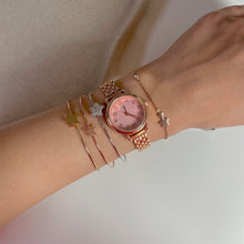 Load image into Gallery viewer, Rose Gold Pink Dial Metal Watch Set
