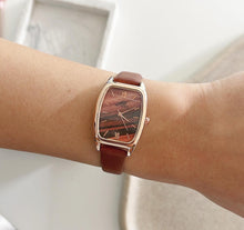 Load image into Gallery viewer, Brown Rectangular Leather Watch
