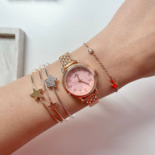 Load image into Gallery viewer, Rose Gold Pink Dial Metal Watch Set
