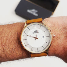 Load image into Gallery viewer, Camel In White Leather Elegant Men Watch
