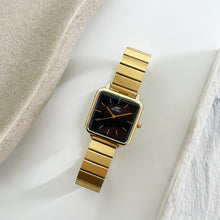 Load image into Gallery viewer, Gold Black Quadro Pressed Metal Watch

