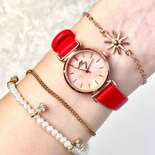 Load image into Gallery viewer, Red Round and White Pearls Watch Set
