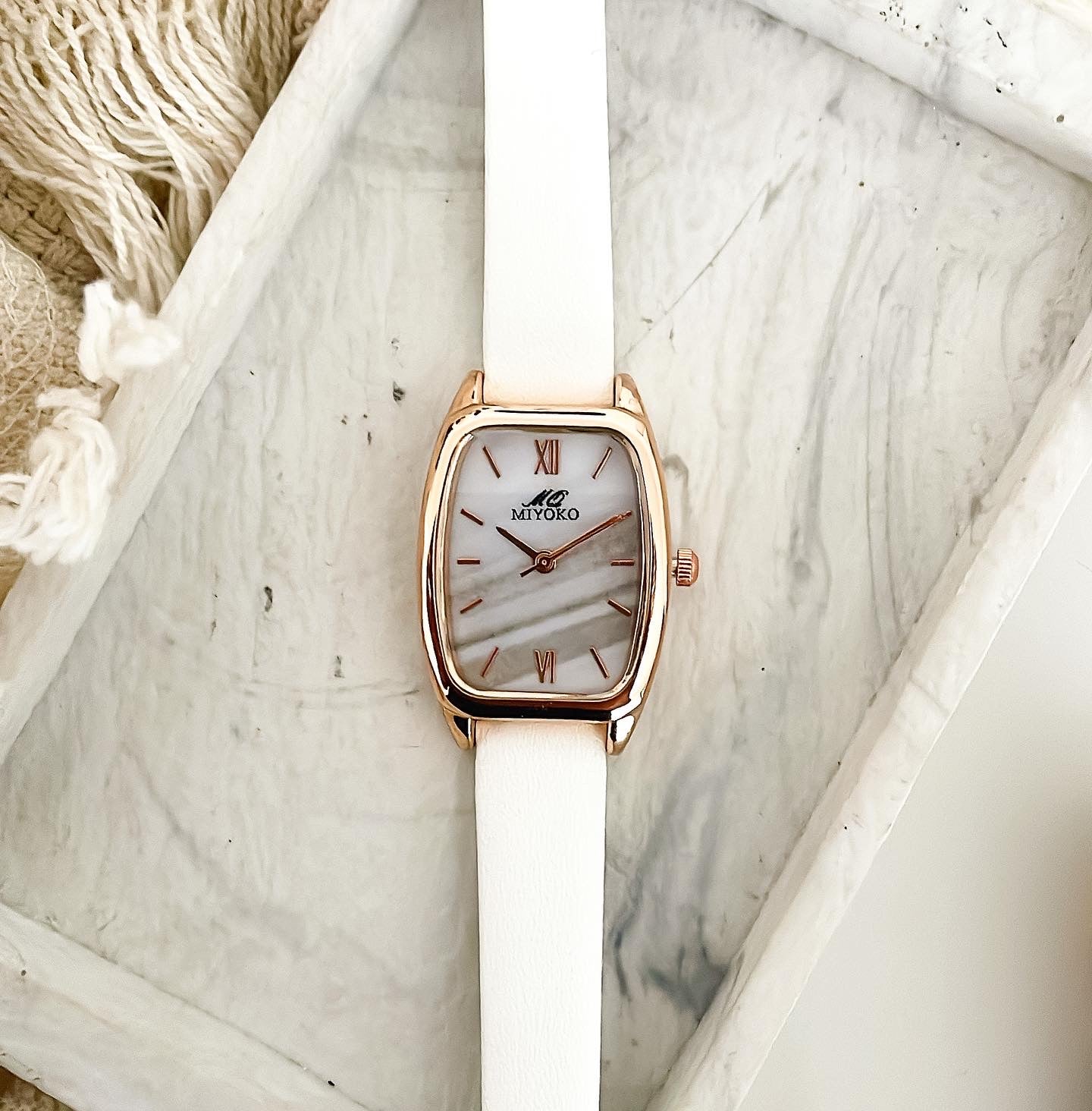 White Rectangle Watch White Rectangular Leather Watch – Miyoko Watches