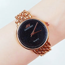 Load image into Gallery viewer, Rose Gold In Black Galaxy Metal Watch

