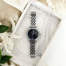 Load image into Gallery viewer, Silver Black Dial Marble Metal Watch
