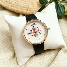 Load image into Gallery viewer, Black Mother Of Pearls Leather Watch

