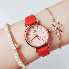 Load image into Gallery viewer, Red Round and White Pearls Watch Set
