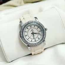 Load image into Gallery viewer, White Pearly Queen Rubber Watch
